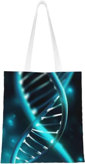 Science Gene Strand Print Canvas Tote Bags Lightweight Shoulder Bag Reusable Grocery Shopping Bag Handbags for Women Men