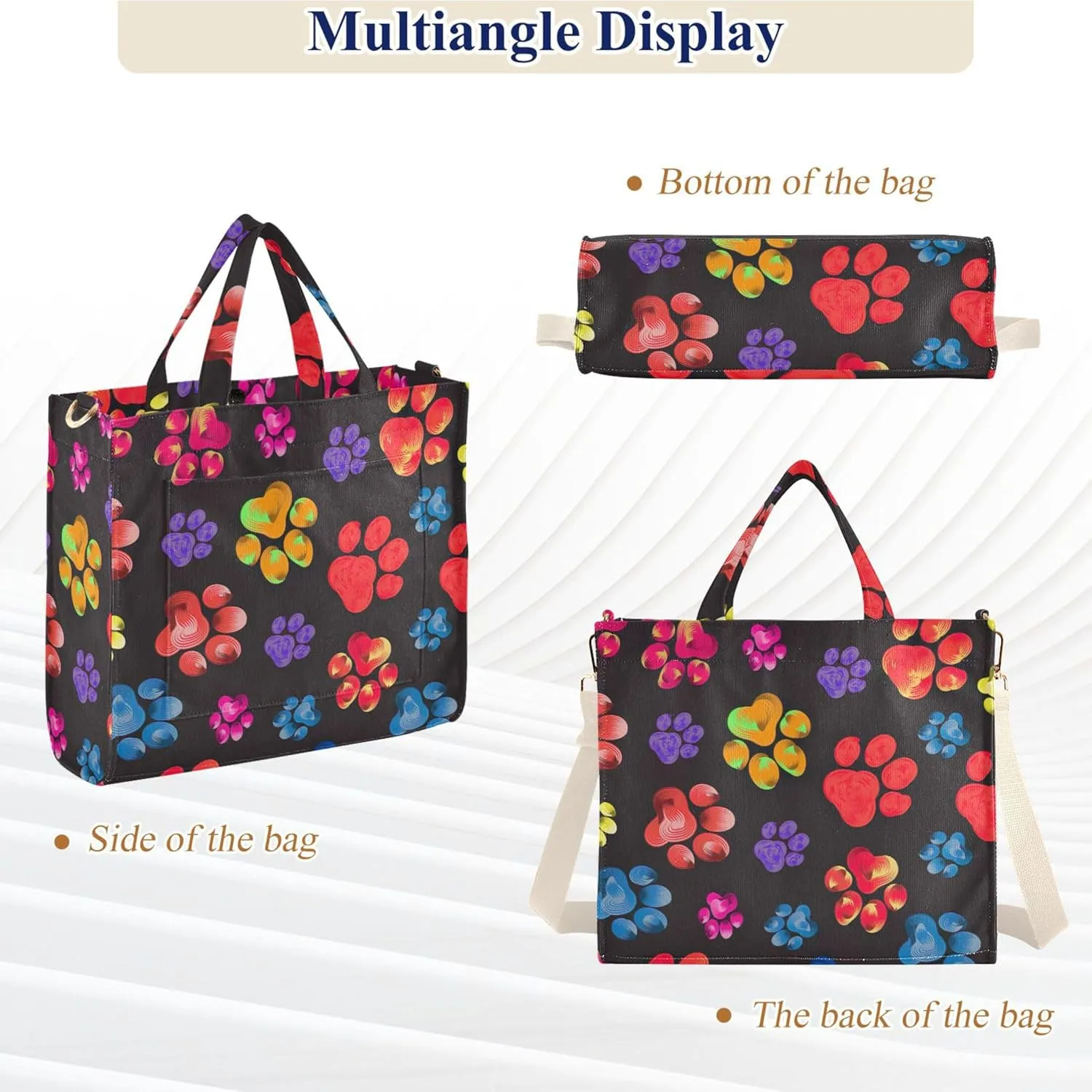 Shepherd Dog Cute Shoulder Tote Women Beach Travel Tote Aesthetic Purses Tote Bag with Pockets