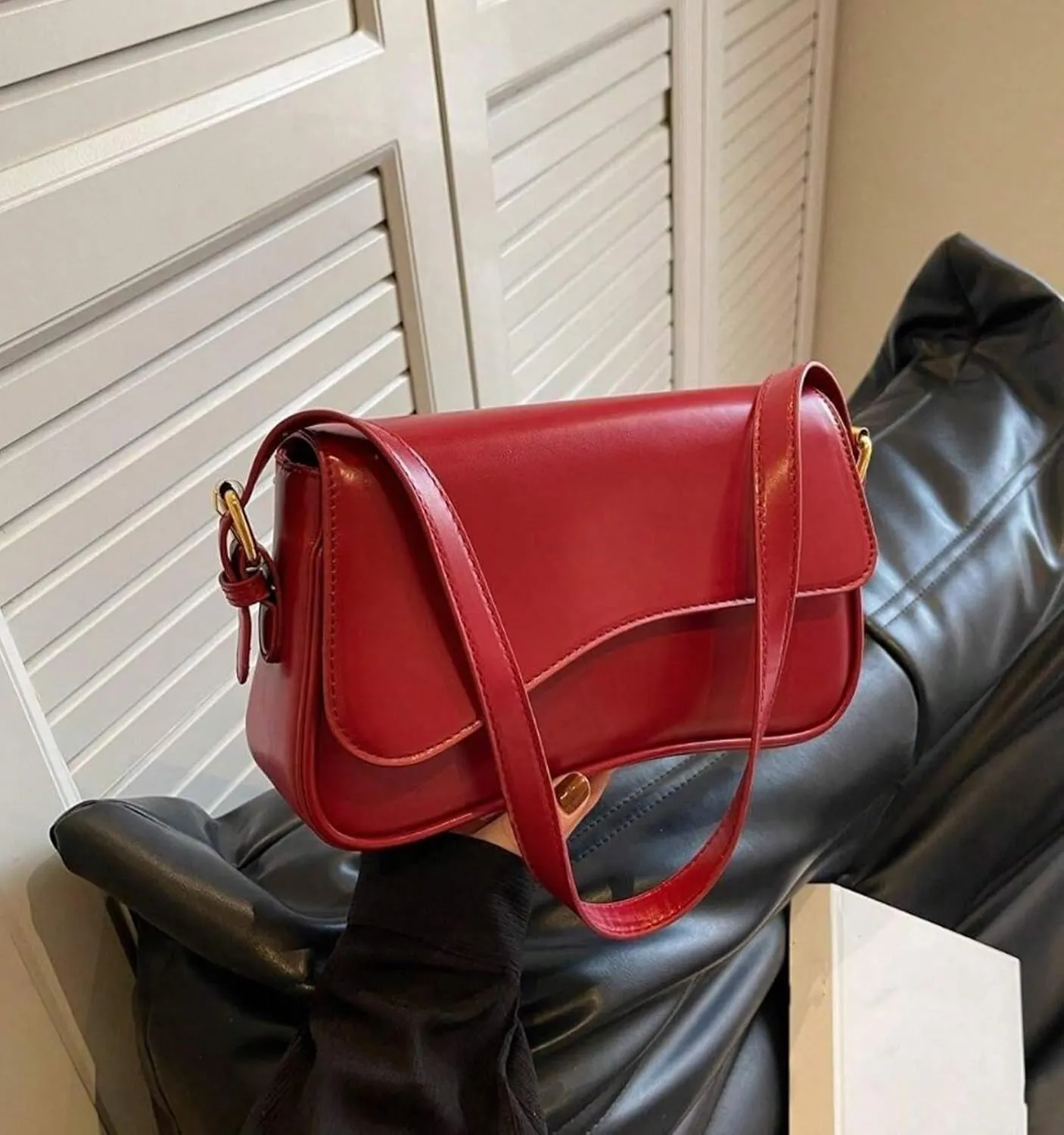 Shoulder Bag for Women Y2K Trendy Purse Vegan Leather Hobo Handbags Clutch Saddle Bag with 2 Removable Strap