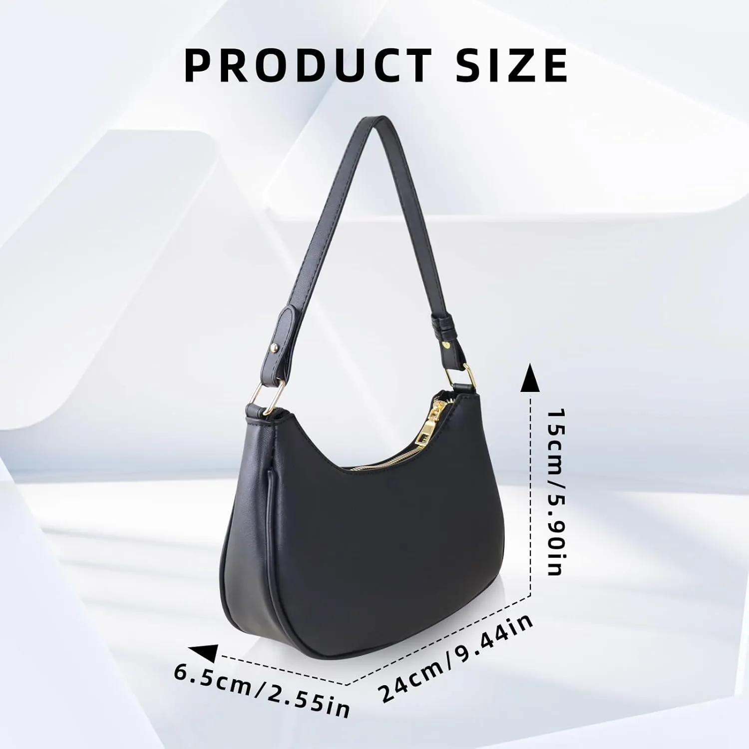 Shoulder Bag, PU Leather Shoulder Purse Shoulder Bag for Women, Women Handbag Crescent Shoulder Bag with Zipper