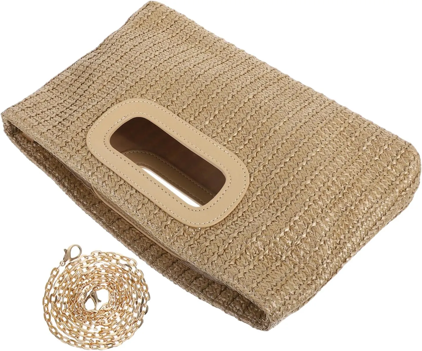 Simulated Grass Handbag with Removable Chain Spacious Evening Purse for Women Stylish Woven Bag for Weddings Parties Travel Practical Design