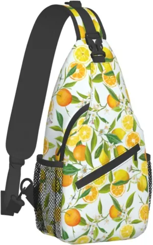 Sling Bag, Orange And Lemon Crossbody Sling Backpack Travel Hiking Chest Bag Daypack For Purses Shoulder Body Bag Women Men'S
