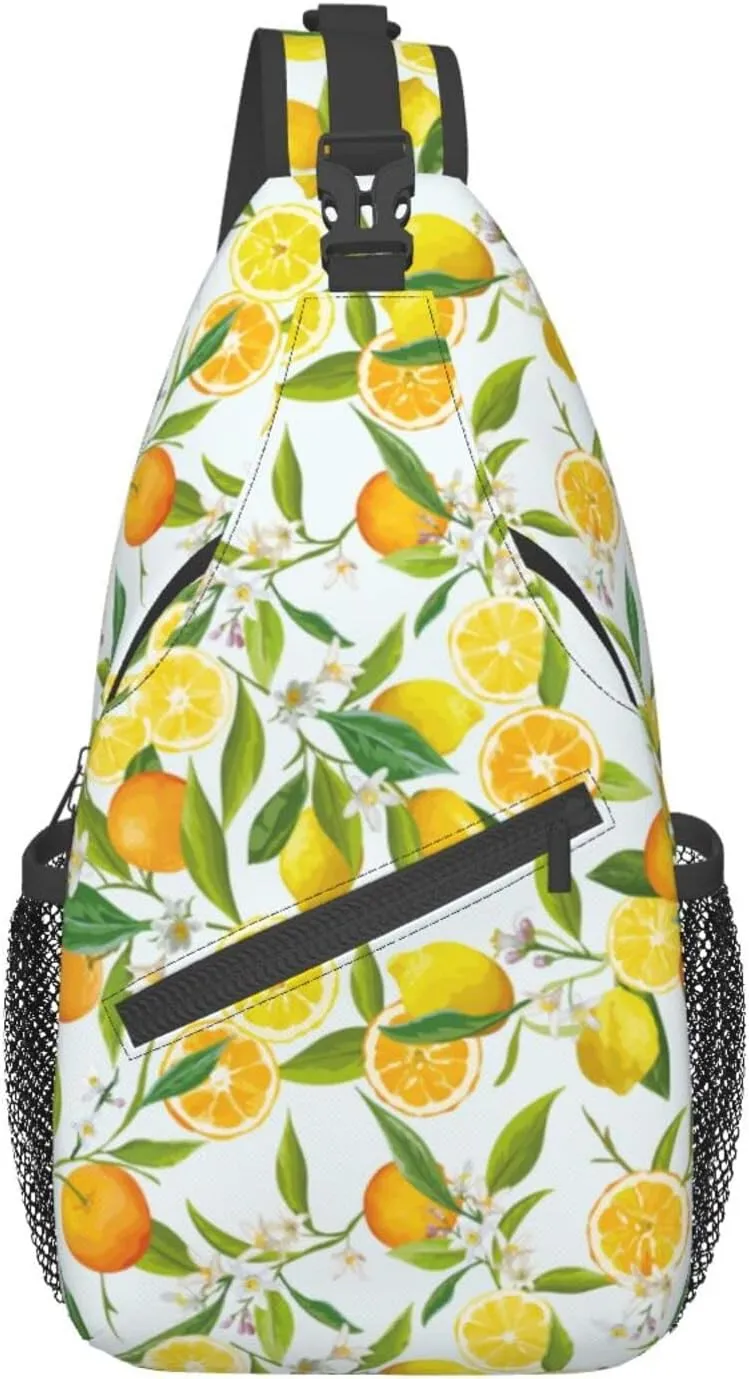 Sling Bag, Orange And Lemon Crossbody Sling Backpack Travel Hiking Chest Bag Daypack For Purses Shoulder Body Bag Women Men'S