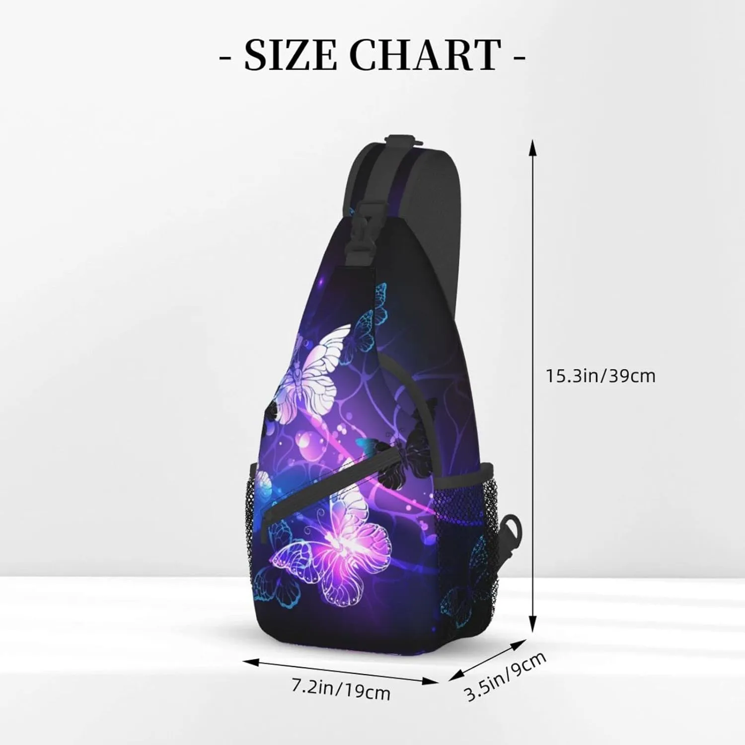 Sling Bag, Purple Butterfly Crossbody Sling Backpack Travel Hiking Chest Bag Daypack For Purses Shoulder Body Bag Women Men'S