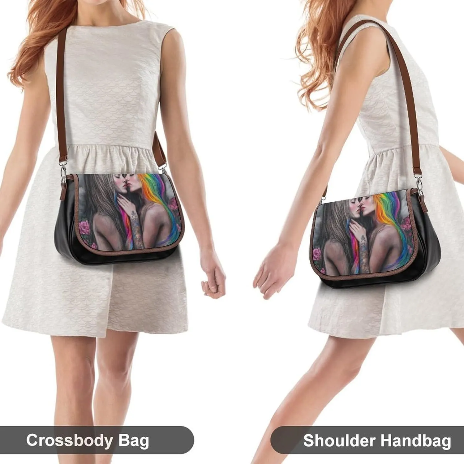 Small Crossbody Handbags Pu Leather Purse Travel Shoulder Bag with Adjustable Strap