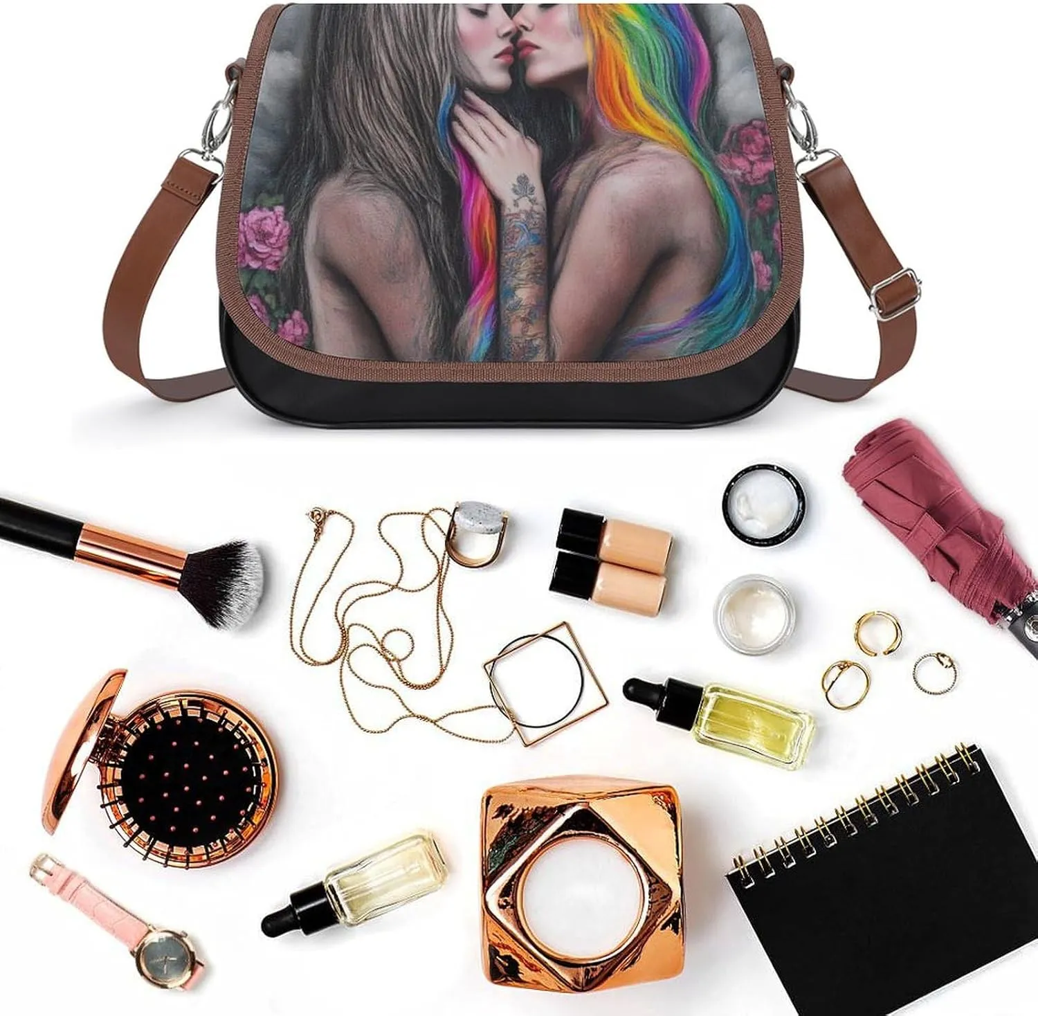 Small Crossbody Handbags Pu Leather Purse Travel Shoulder Bag with Adjustable Strap