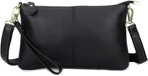 Small Leather Crossbody Bag for Women, Cell Phone Cross Body Black Purses Ladies Handbags Shoulder bags Wallet with Wrist Strap