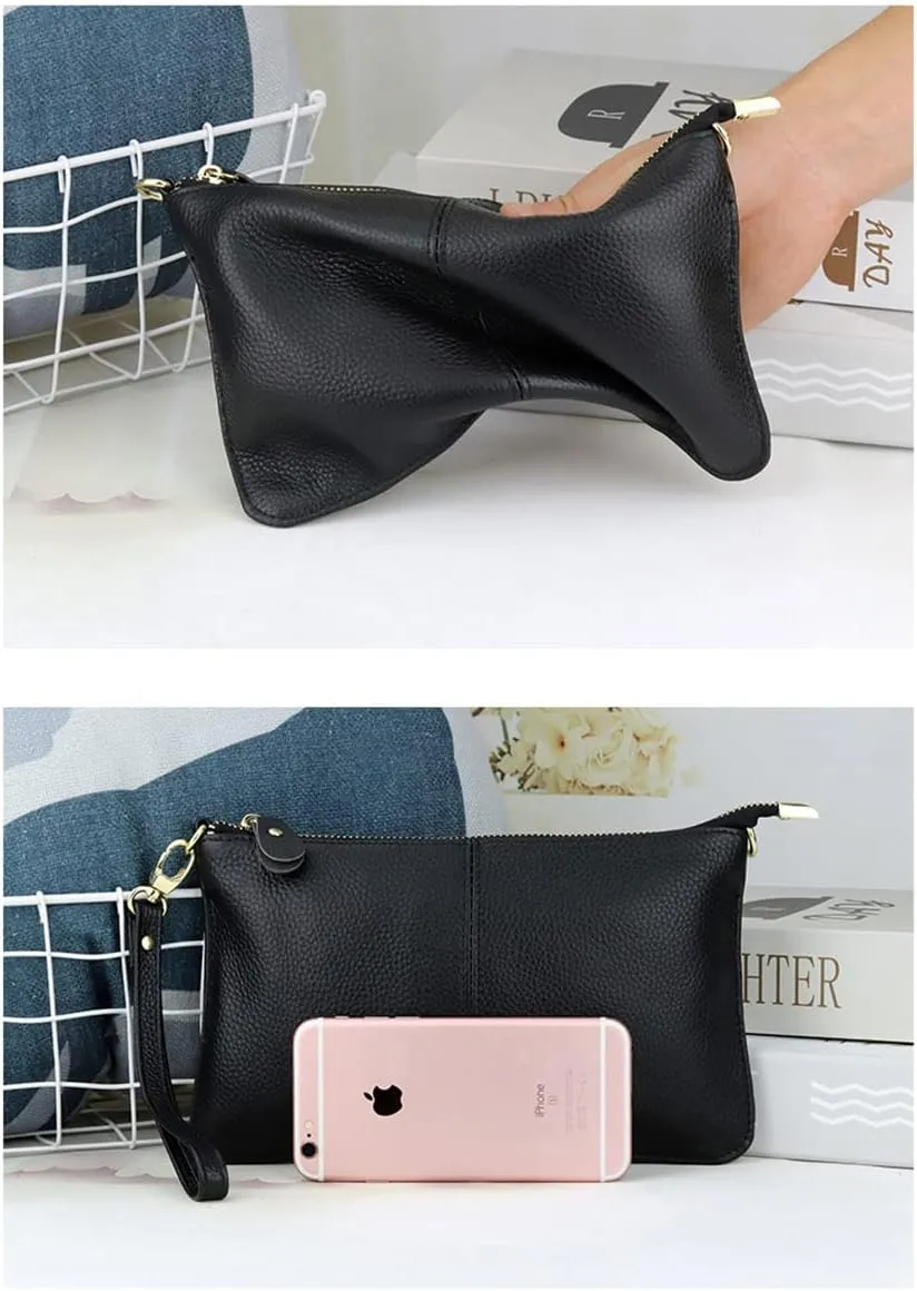 Small Leather Crossbody Bag for Women, Cell Phone Cross Body Black Purses Ladies Handbags Shoulder bags Wallet with Wrist Strap