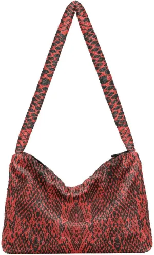Snake Skin Gray Shoulder Tote Bags for Women Furry Crossbody bag with Zipper Hobo Handbag Purses for Teen Girls University