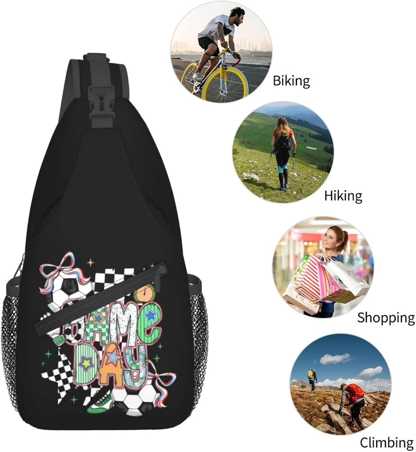 Soccer Football Crossbody Bag Adjustable Sling Bag Casual Chest Bags Travel Shoulder Backpack