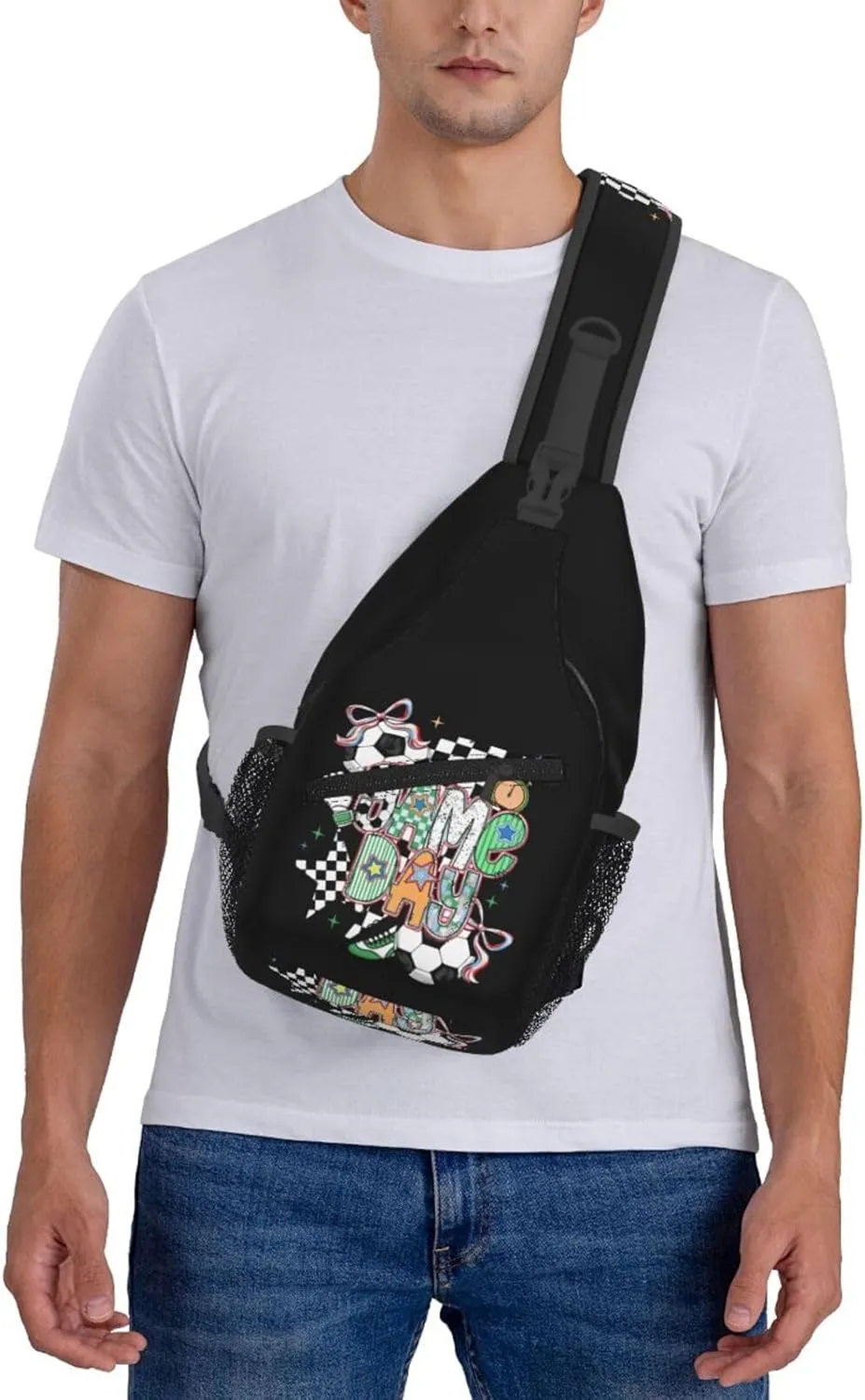 Soccer Football Crossbody Bag Adjustable Sling Bag Casual Chest Bags Travel Shoulder Backpack