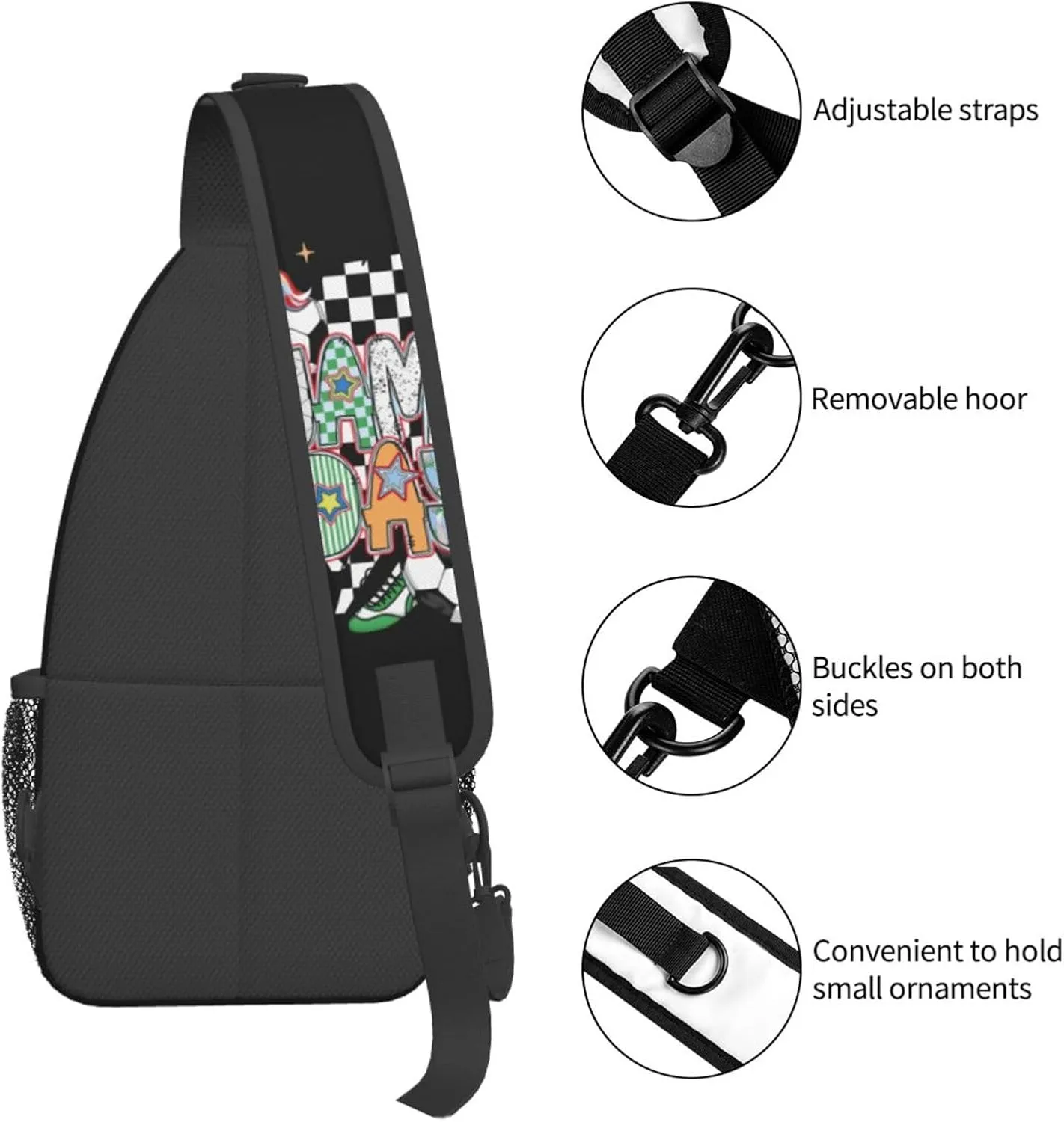 Soccer Football Crossbody Bag Adjustable Sling Bag Casual Chest Bags Travel Shoulder Backpack
