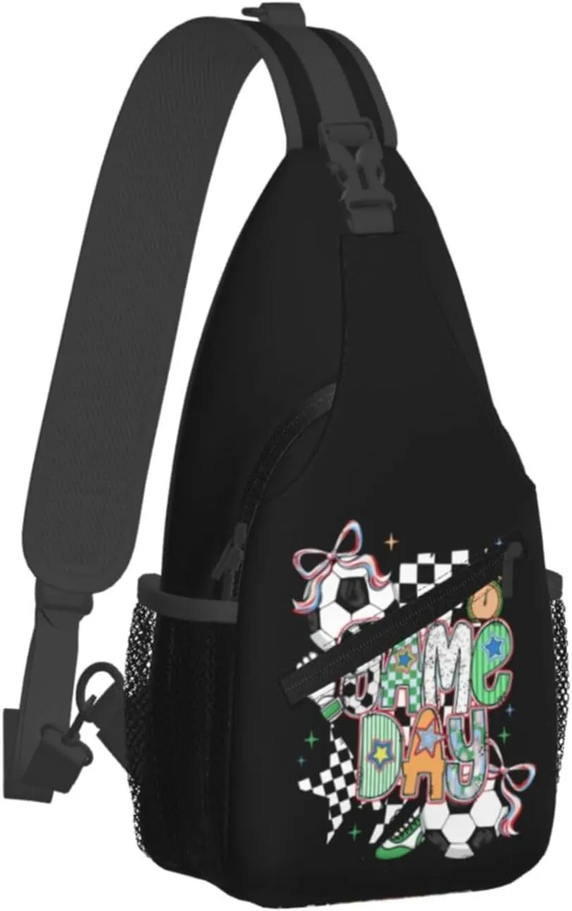 Soccer Football Crossbody Bag Adjustable Sling Bag Casual Chest Bags Travel Shoulder Backpack