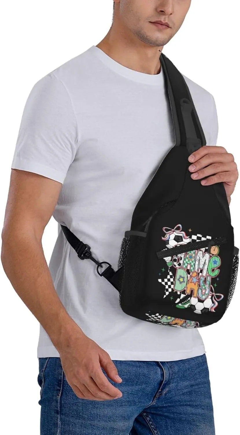 Soccer Football Crossbody Bag Adjustable Sling Bag Casual Chest Bags Travel Shoulder Backpack