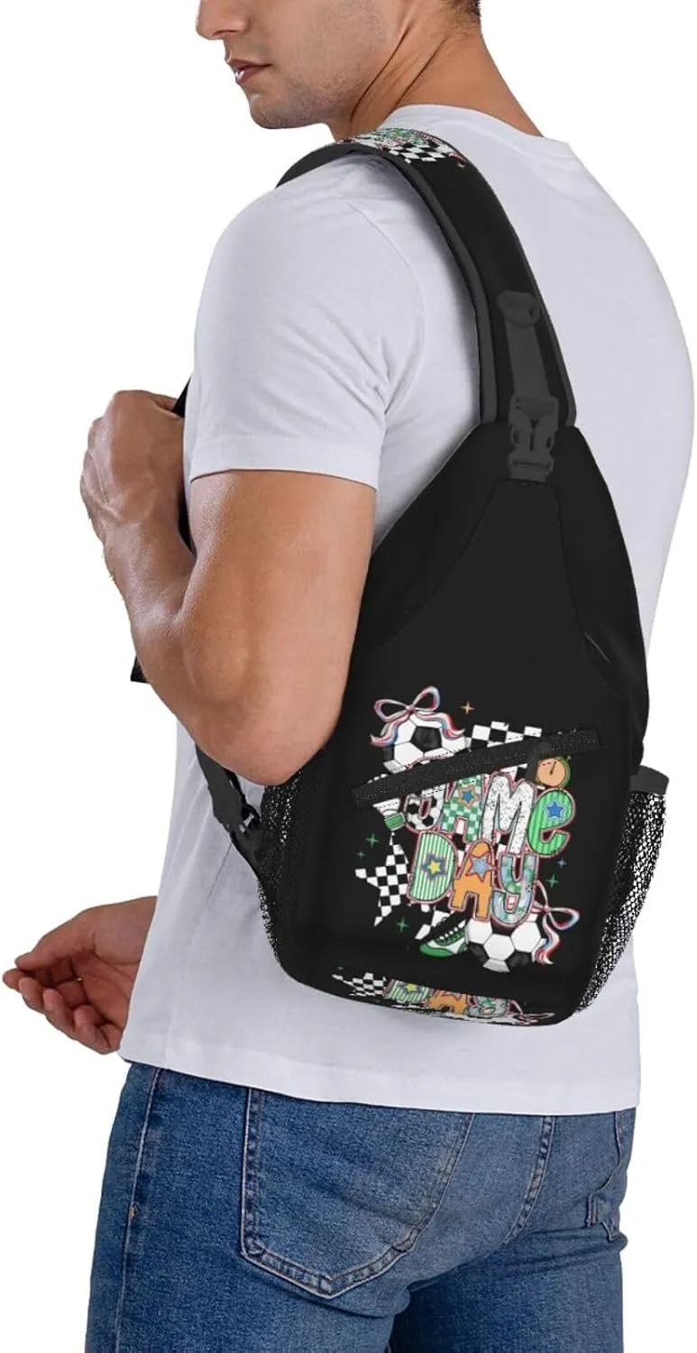 Soccer Football Crossbody Bag Adjustable Sling Bag Casual Chest Bags Travel Shoulder Backpack