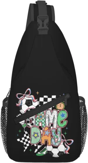 Soccer Football Crossbody Bag Adjustable Sling Bag Casual Chest Bags Travel Shoulder Backpack