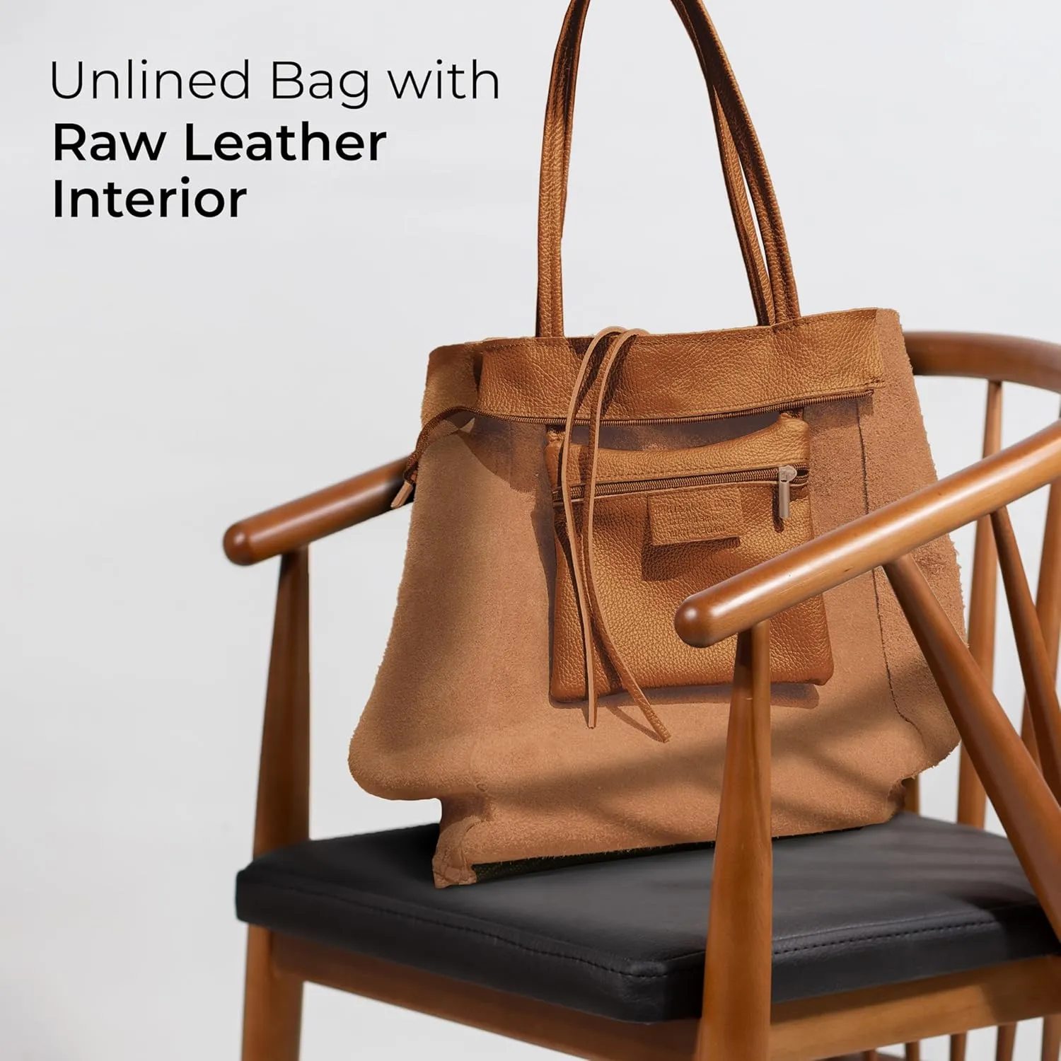 Soft Italian Genuine Calf Leather Tote Bag | Unstructured Unlined Shopper with Zipper, Inside Pocket & Flat Base