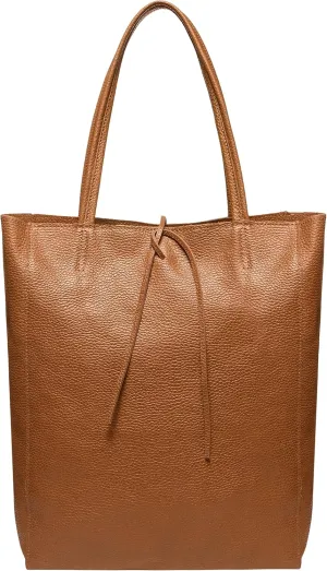 Soft Italian Genuine Calf Leather Tote Bag | Unstructured Unlined Shopper with Zipper, Inside Pocket & Flat Base