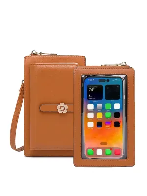 Soft Leather Open Touch Screen Flower Crossbody/Shoulder Bag