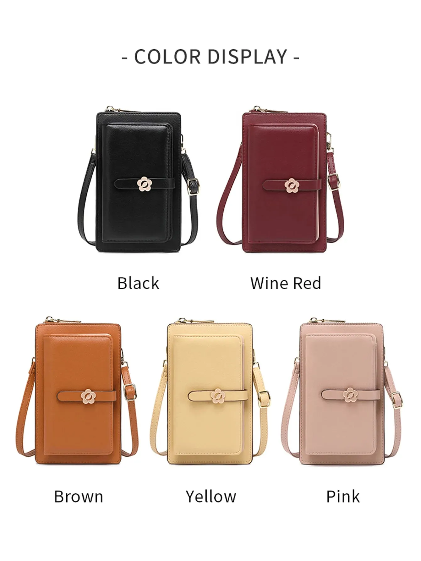 Soft Leather Open Touch Screen Flower Crossbody/Shoulder Bag