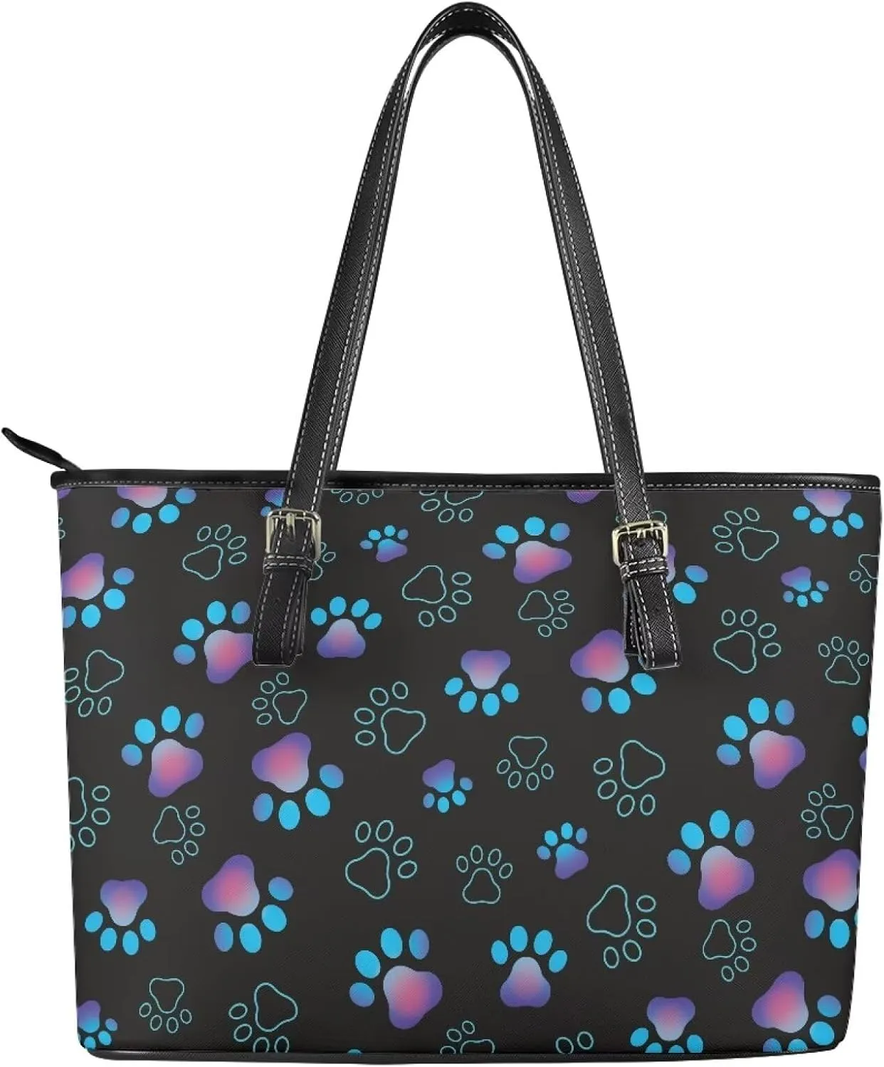 Soft Leather Tote Bag Purse for Women, Abstract Art Casual Zipper Summer Beach Tote Bags Large Travel Handbags