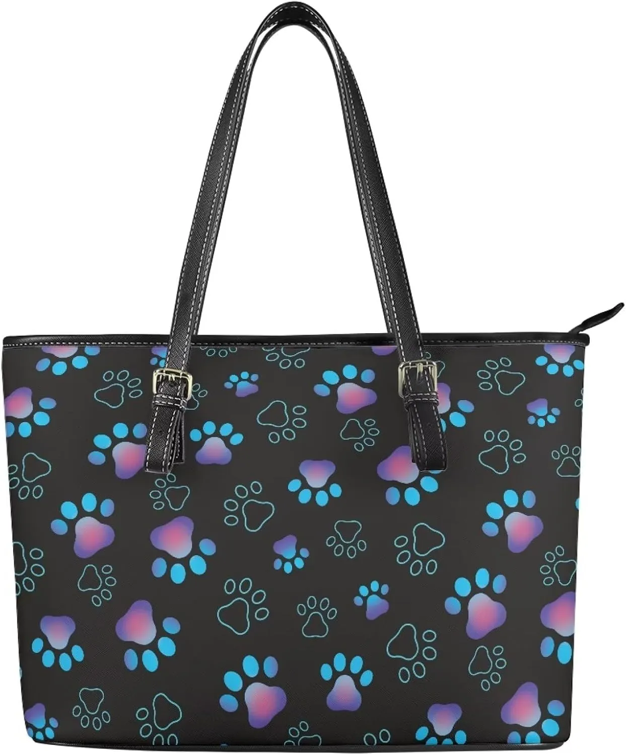 Soft Leather Tote Bag Purse for Women, Abstract Art Casual Zipper Summer Beach Tote Bags Large Travel Handbags