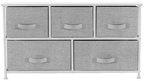 Sorbus Dresser with 5 Drawers - Furniture Storage Tower Unit for Bedroom, Hallway, Closet, Office Organization - Steel Frame, Wood Top, Easy Pull Fabric Bins (Black/Charcoal)
