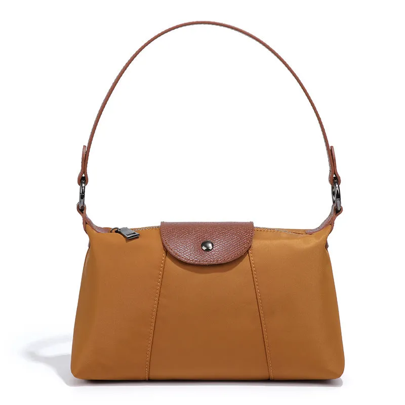 Special Interest Design Bags Women Autumn Winter Retro Brown Small Square Bag Nylon Vertical Pattern Shoulder Underarm Bag Baguette Bag