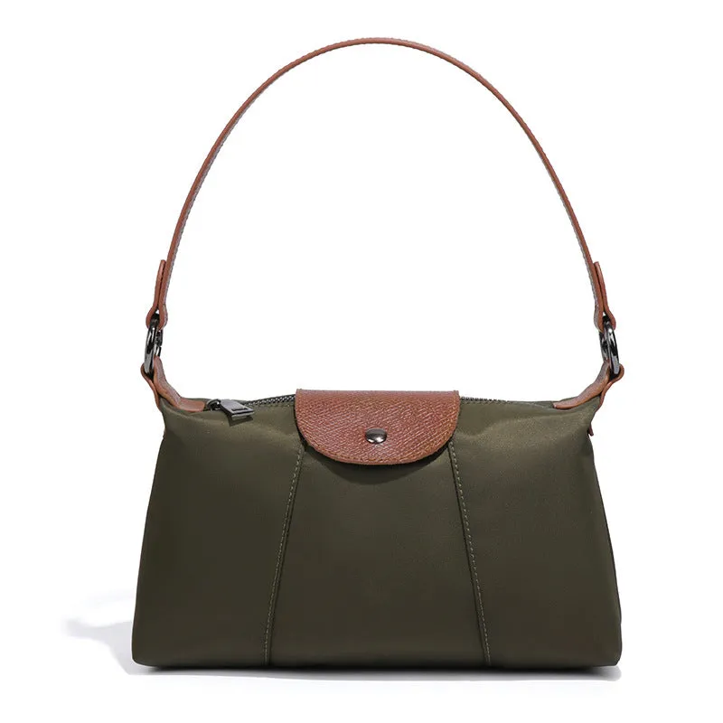 Special Interest Design Bags Women Autumn Winter Retro Brown Small Square Bag Nylon Vertical Pattern Shoulder Underarm Bag Baguette Bag