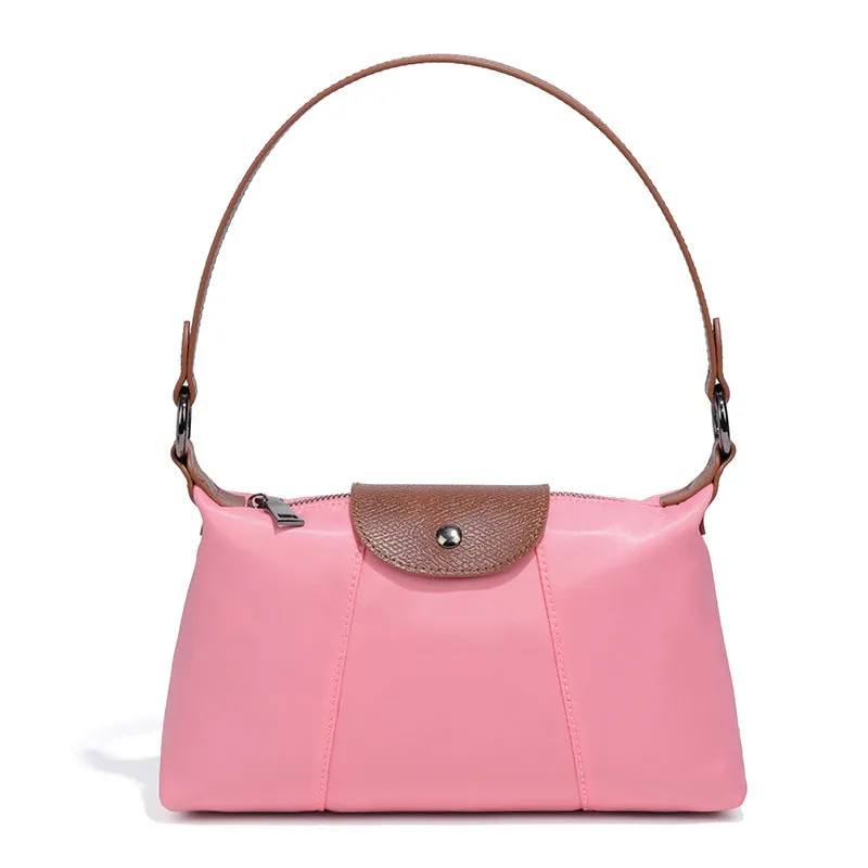 Special Interest Design Bags Women Autumn Winter Retro Brown Small Square Bag Nylon Vertical Pattern Shoulder Underarm Bag Baguette Bag