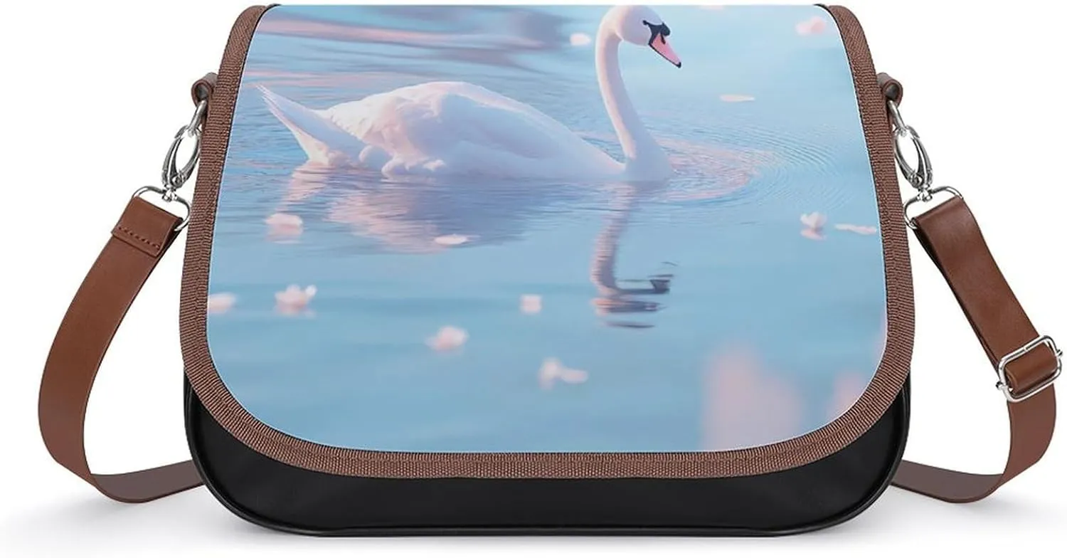 Spring Swan Lake Fashion Crossbody Bags for Women Lightweight Shoulder Handbags Travel Purse with Strap Custom Gifts