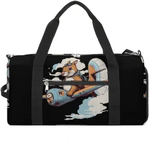 Squirrels Airplanes Sports Gym Bag Lightweight Travel Duffel Bag Workout Bags Casual Weekender Bag for Men Women