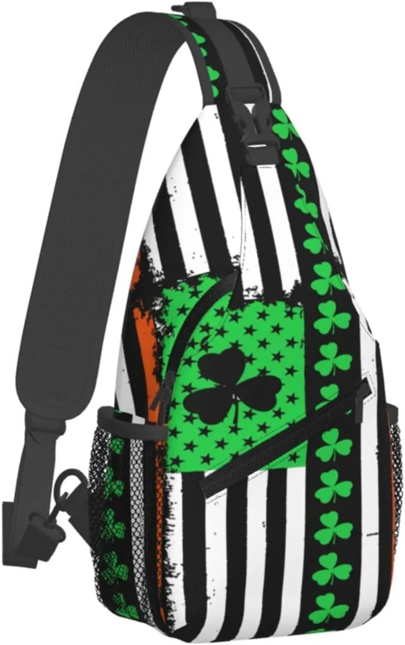 St Patrick's Day Irish Flag Shamrock Clover Sling Bag Crossbody Bag Casual Chest Bags Travel Shoulder Backpack