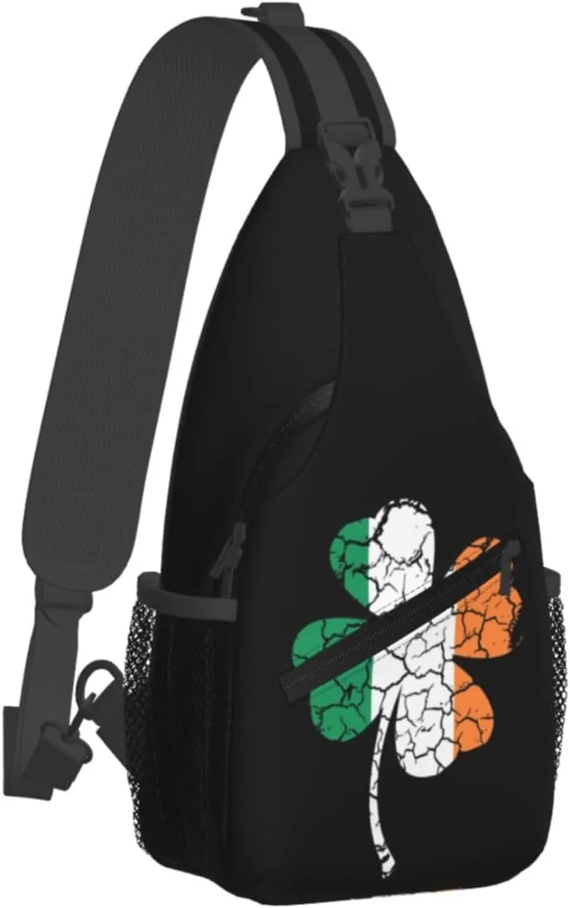 St Patrick's Day Irish Flag Shamrock Clover Sling Bag Crossbody Bag Casual Chest Bags Travel Shoulder Backpack