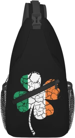 St Patrick's Day Irish Flag Shamrock Clover Sling Bag Crossbody Bag Casual Chest Bags Travel Shoulder Backpack