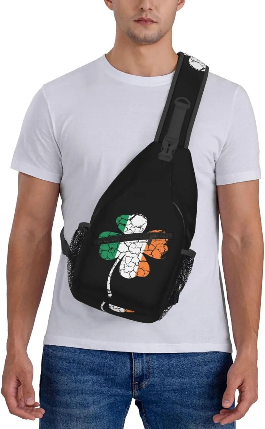 St Patrick's Day Irish Flag Shamrock Clover Sling Bag Crossbody Bag Casual Chest Bags Travel Shoulder Backpack