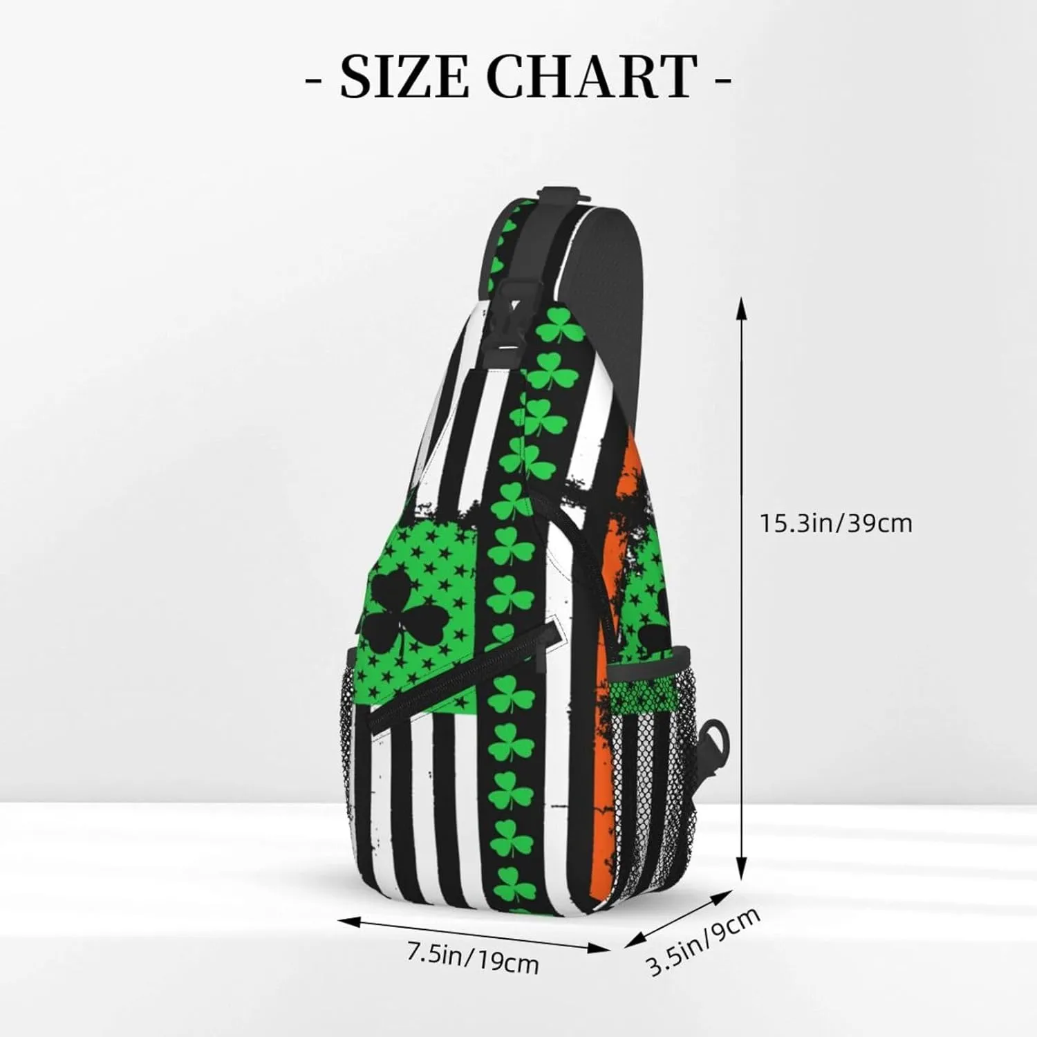 St Patrick's Day Irish Flag Shamrock Clover Sling Bag Crossbody Bag Casual Chest Bags Travel Shoulder Backpack