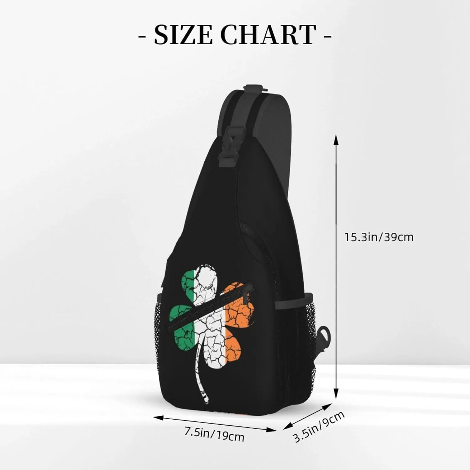 St Patrick's Day Irish Flag Shamrock Clover Sling Bag Crossbody Bag Casual Chest Bags Travel Shoulder Backpack