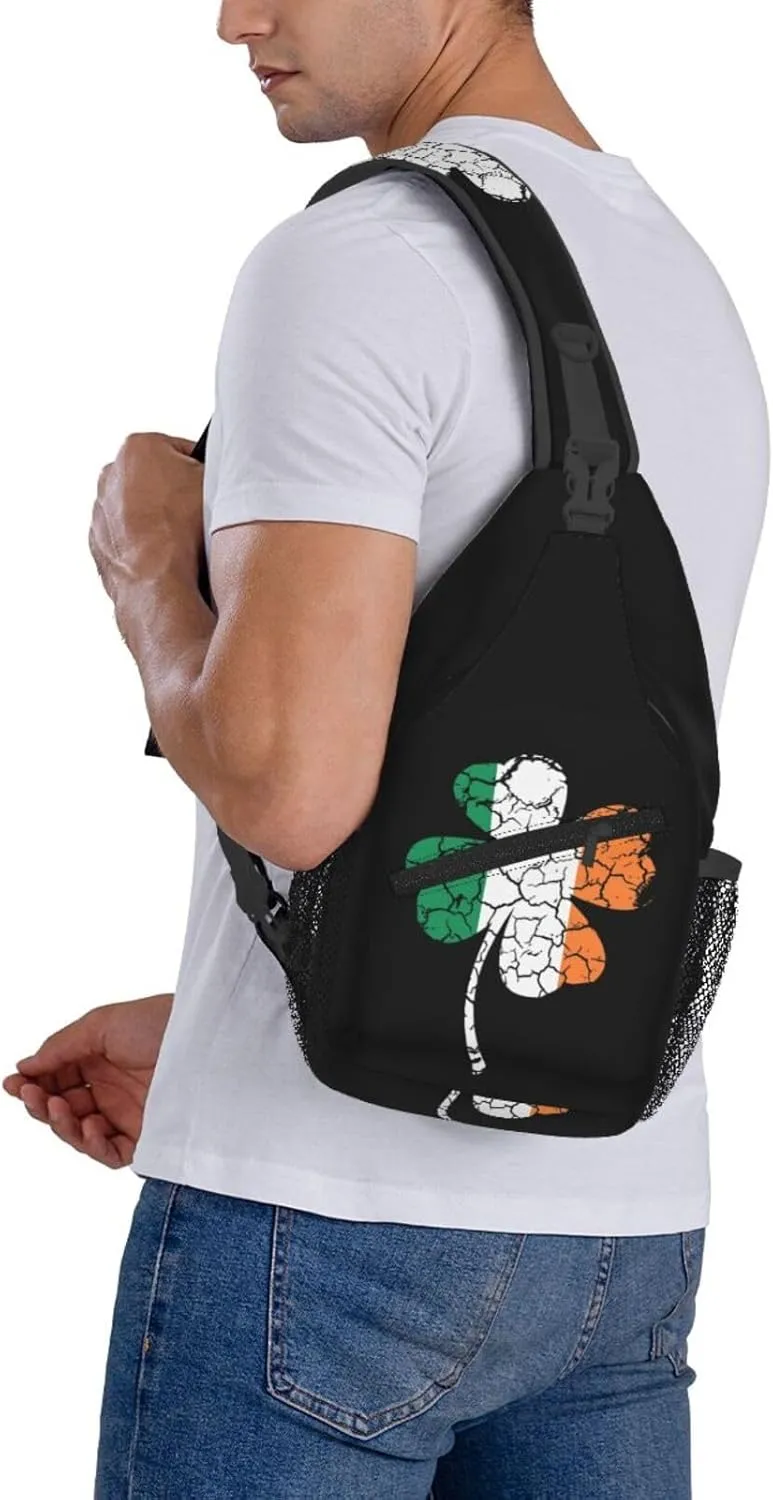 St Patrick's Day Irish Flag Shamrock Clover Sling Bag Crossbody Bag Casual Chest Bags Travel Shoulder Backpack