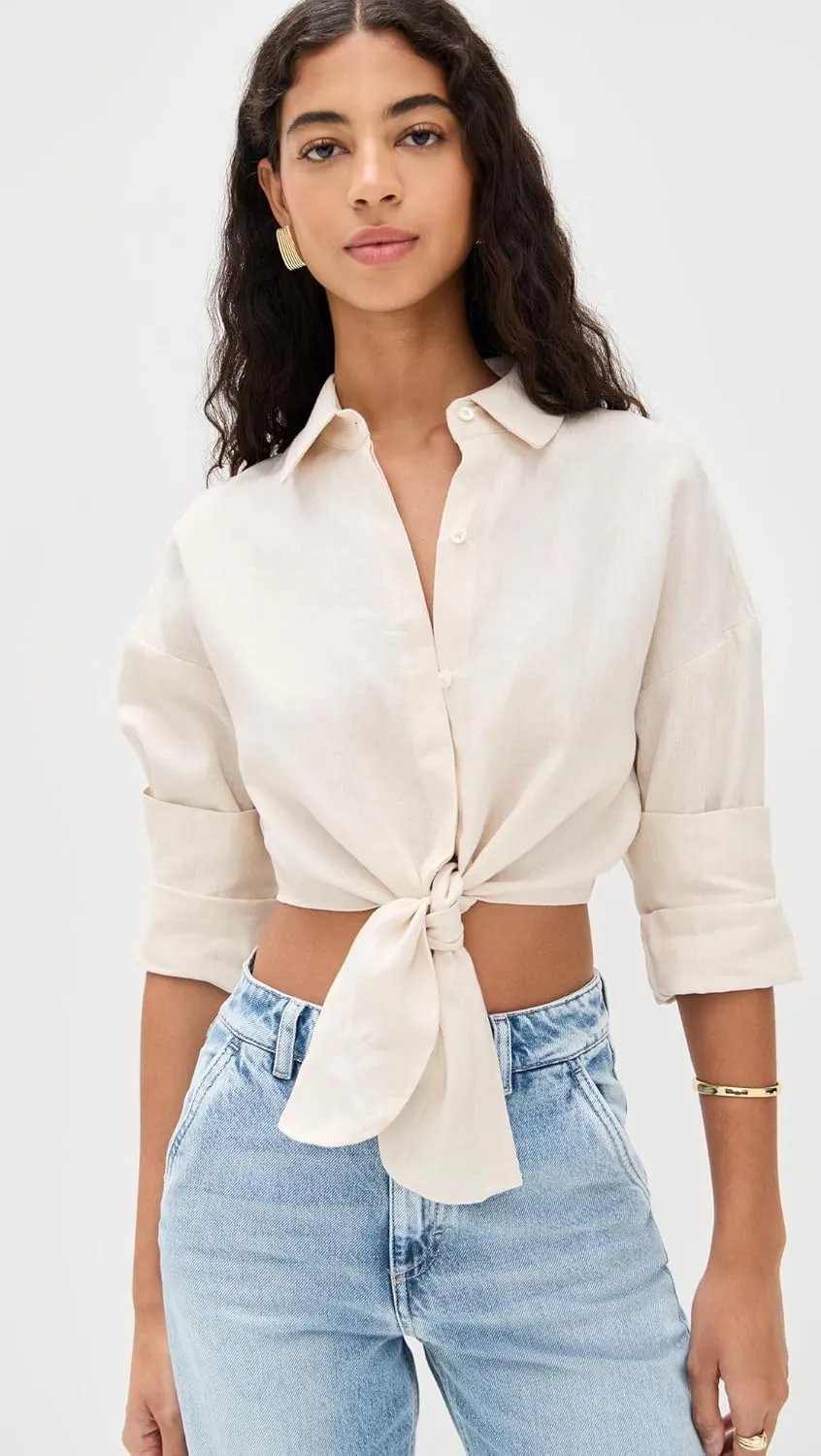 STAUD Women's Lisa Linen Top