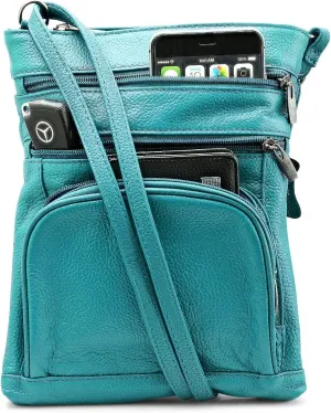 Steeltime Unisex Super Soft Leather Crossbody Bag Featuring The Serenity Prayer with 6 Compartments and Carrying Strap