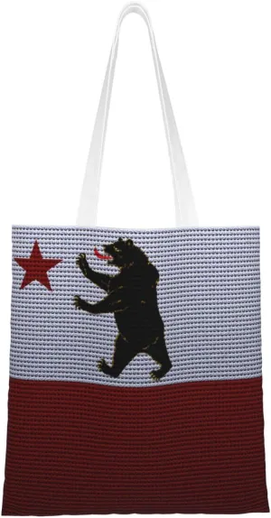 Storm Bear Flag Knitting Effect Tote Bag for Women Canvas Shopping Bags Reusable Large Capacity Casual Shoulder Handbags Grocery Bags DIY Gift Bags