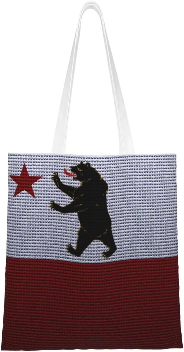 Storm Bear Flag Knitting Effect Tote Bag for Women Canvas Shopping Bags Reusable Large Capacity Casual Shoulder Handbags Grocery Bags DIY Gift Bags
