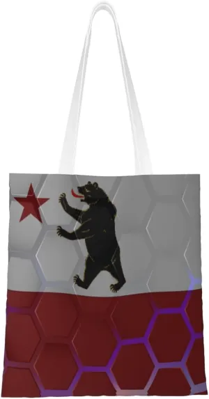 Storm Bear Flag Tote Bag for Women Canvas Shopping Bags Reusable Large Capacity Casual Shoulder Handbags Grocery Bags