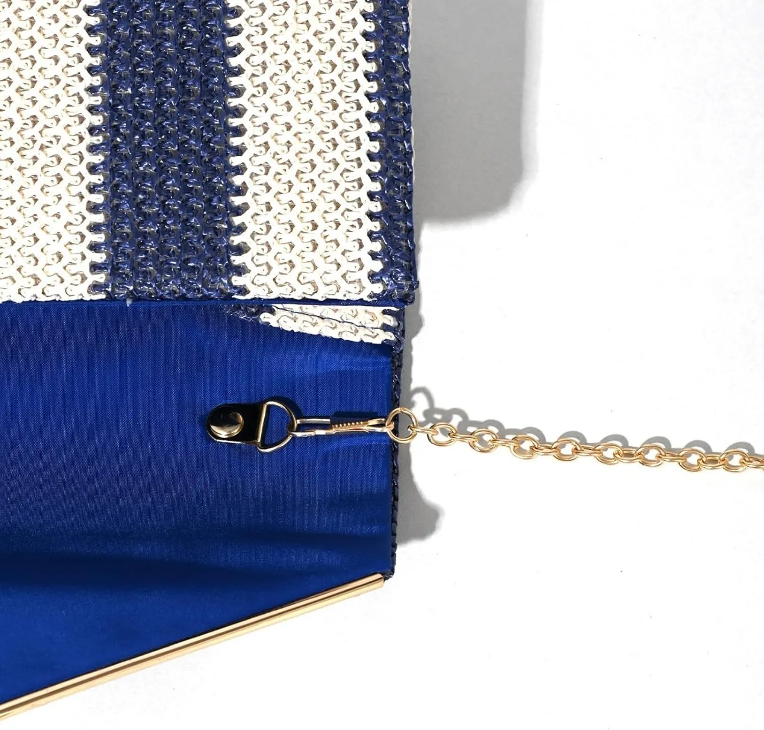 Straw Clutch Bag Women Summer Woven Handbag Striped Chain Crossbody Envelope Shoulder Boho Beach Evening Party Purse