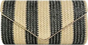 Straw Clutch Bag Women Summer Woven Handbag Striped Chain Crossbody Envelope Shoulder Boho Beach Evening Party Purse