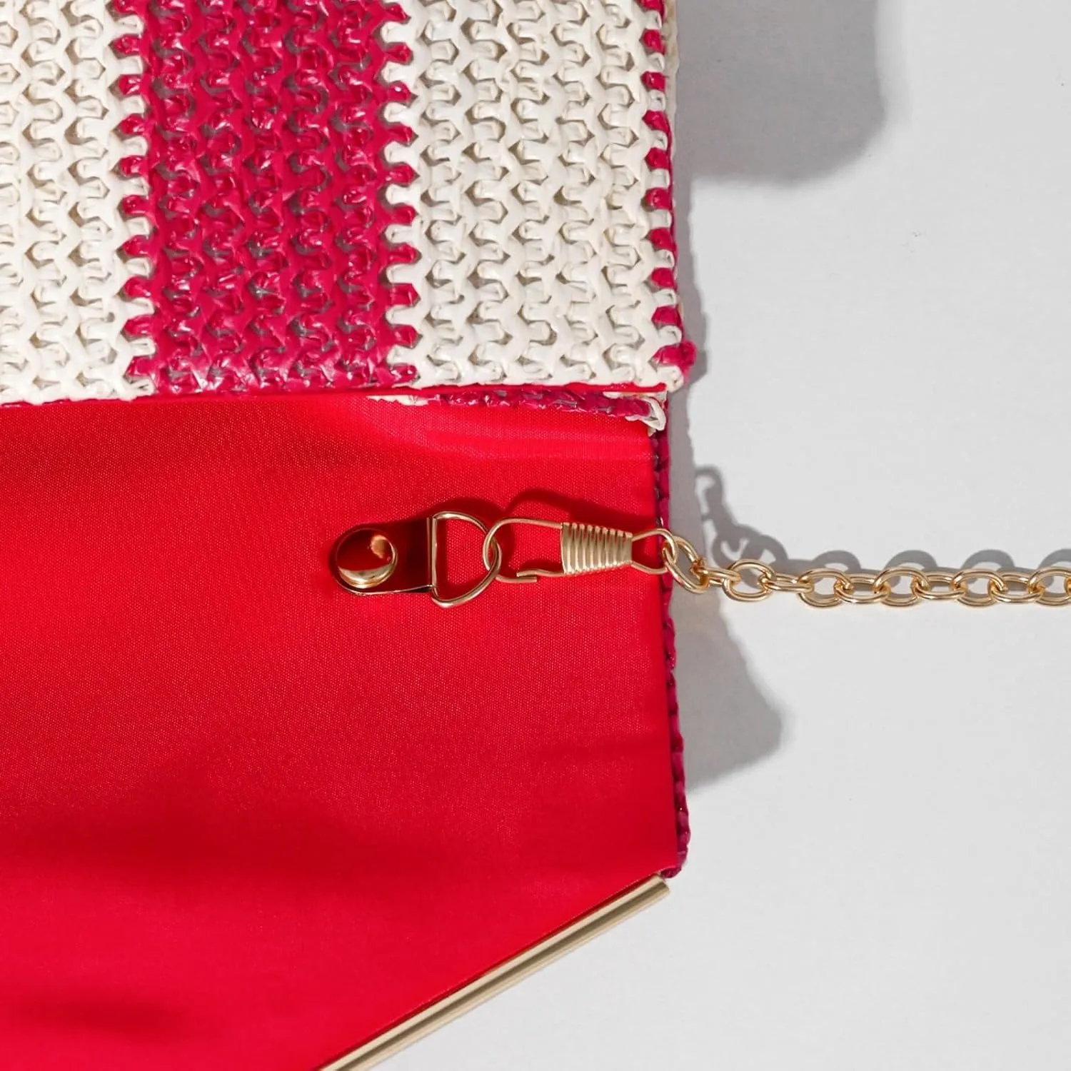 Straw Clutch Bag Women Summer Woven Handbag Striped Chain Crossbody Envelope Shoulder Boho Beach Evening Party Purse
