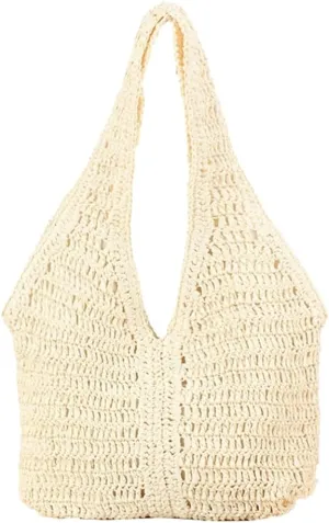 Straw Hobo Purses for Women Paper Straw Large Tote Bag Shoulder Bag Hobo for Beach Summer Travel