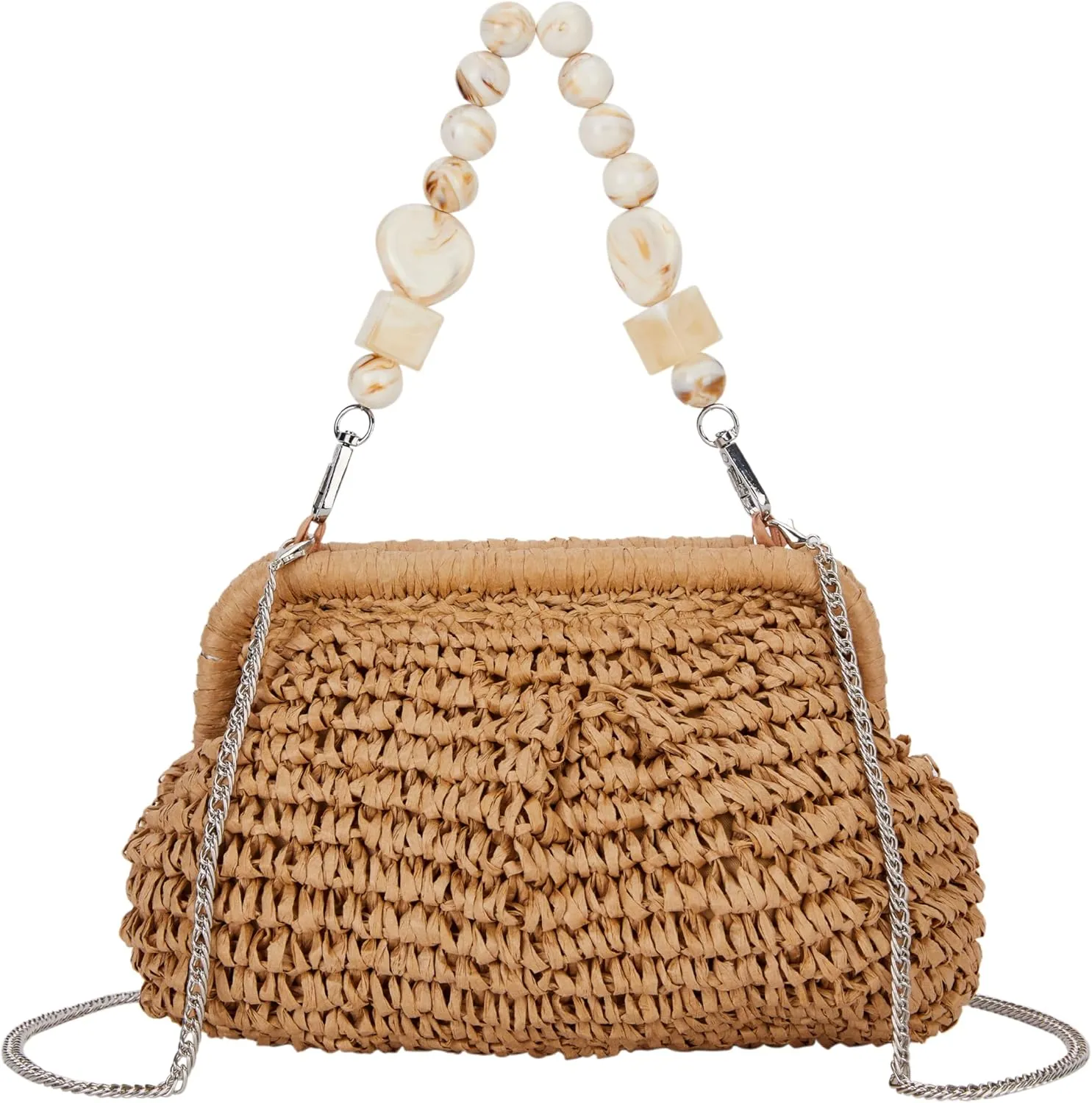 Straw Purses and Handbags，Clutch Purses for Women Casual，Small Woven Purse，Summer Purse Crossbody for Beach Party