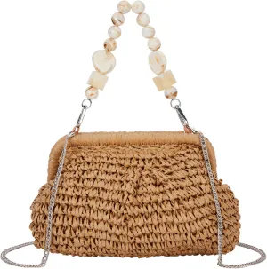 Straw Purses and Handbags，Clutch Purses for Women Casual，Small Woven Purse，Summer Purse Crossbody for Beach Party
